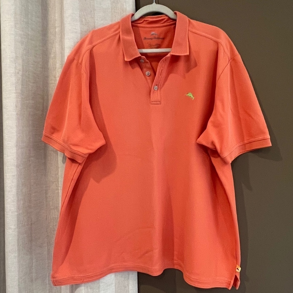 Tommy Bahama Cotton Orange Pique Polo Shirt, Size 2XL